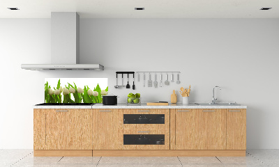 Crédence cuisine en verre trempé Tulipes blanches