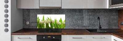 Crédence cuisine en verre trempé Tulipes blanches