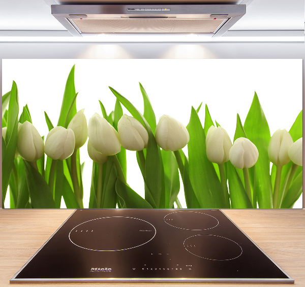 Crédence cuisine en verre trempé Tulipes blanches
