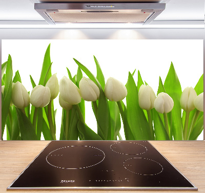 Crédence cuisine en verre trempé Tulipes blanches