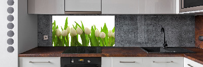 Crédence cuisine en verre trempé Tulipes blanches