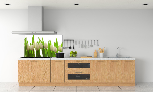Crédence cuisine en verre trempé Tulipes blanches