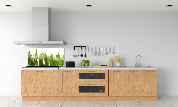 Crédence cuisine en verre trempé Tulipes blanches