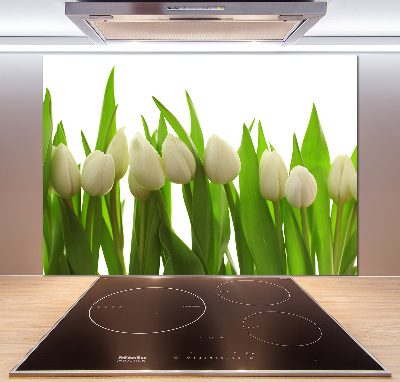 Crédence cuisine en verre trempé Tulipes blanches