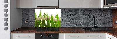Crédence cuisine en verre trempé Tulipes blanches