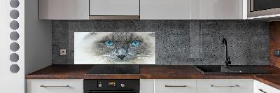 Crédence en verre avec motif Chat aux yeux bleus