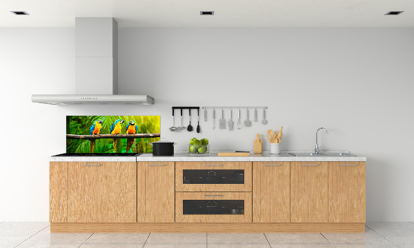 Crédence cuisine en verre Perroquets sur une branche