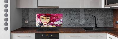 Crédence cuisine en verre Abstraction d'une femme