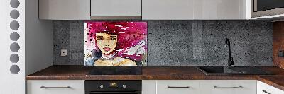 Crédence cuisine en verre Abstraction d'une femme