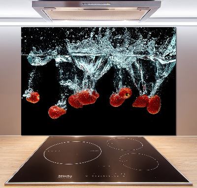 Panneau crédence cuisine Fraises sous l'eau