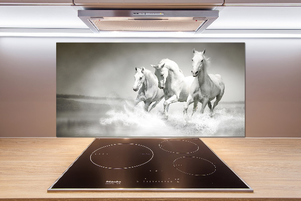 Crédence cuisine en verre Chevaux blancs