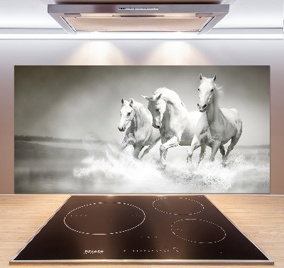 Crédence cuisine en verre Chevaux blancs