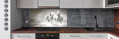 Crédence cuisine en verre Chevaux blancs