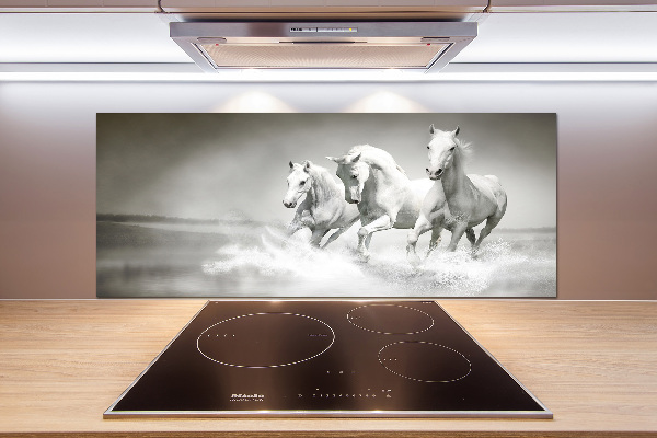 Crédence cuisine en verre Chevaux blancs