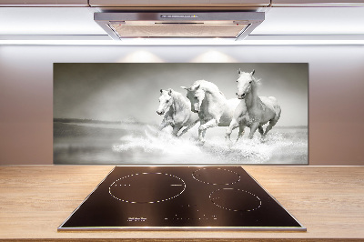 Crédence cuisine en verre Chevaux blancs
