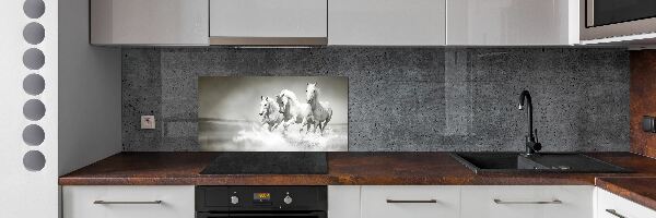 Crédence cuisine en verre Chevaux blancs