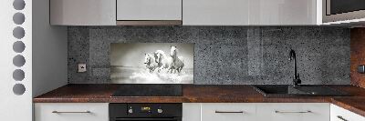 Crédence cuisine en verre Chevaux blancs