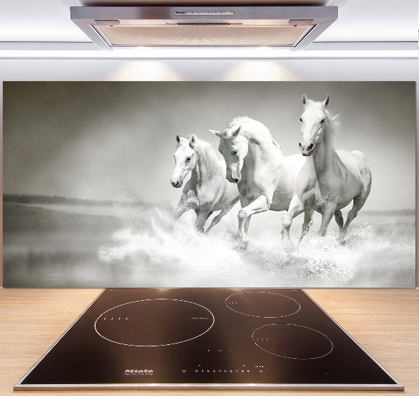 Crédence cuisine en verre Chevaux blancs