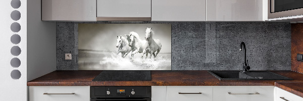 Crédence cuisine en verre Chevaux blancs
