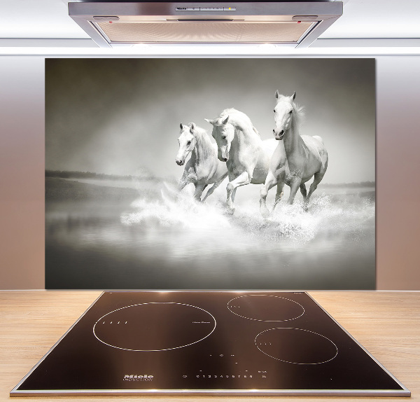 Crédence cuisine en verre Chevaux blancs