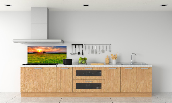 Panneau crédence cuisine Coucher de soleil sur la prairie