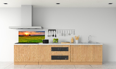 Panneau crédence cuisine Coucher de soleil sur la prairie