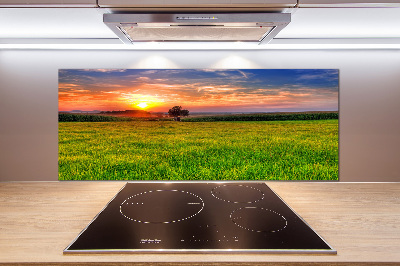 Panneau crédence cuisine Coucher de soleil sur la prairie