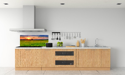 Panneau crédence cuisine Coucher de soleil sur la prairie