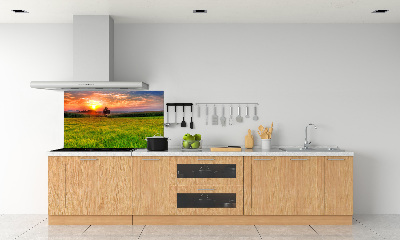 Panneau crédence cuisine Coucher de soleil sur la prairie