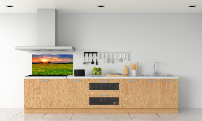 Panneau crédence cuisine Coucher de soleil sur la prairie