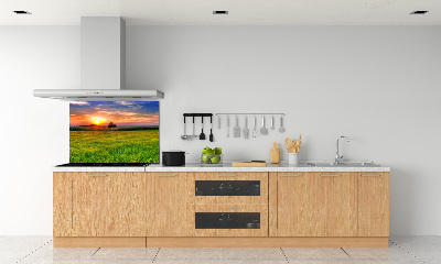 Panneau crédence cuisine Coucher de soleil sur la prairie
