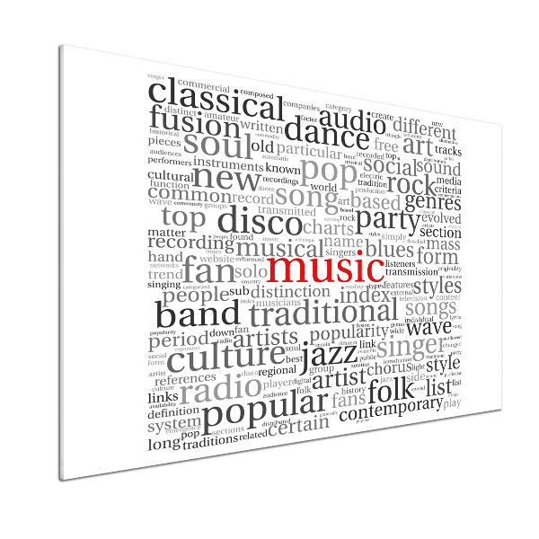 Panneau pour cuisine Genres musicaux