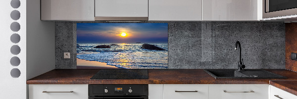 Crédence cuisine en verre Coucher de soleil sur la mer