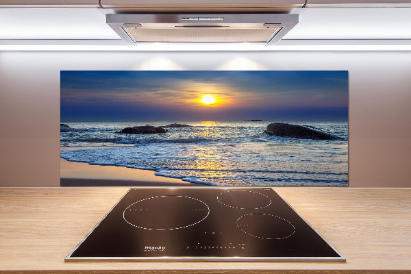 Crédence cuisine en verre Coucher de soleil sur la mer