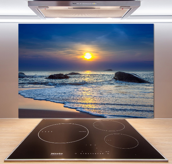 Crédence cuisine en verre Coucher de soleil sur la mer