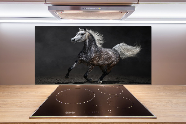 Panneau crédence cuisine Cheval arabe gris