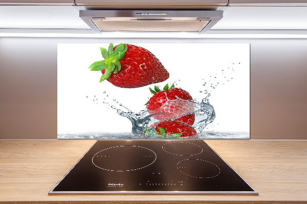 Crédence en verre cuisine Fraises et eau
