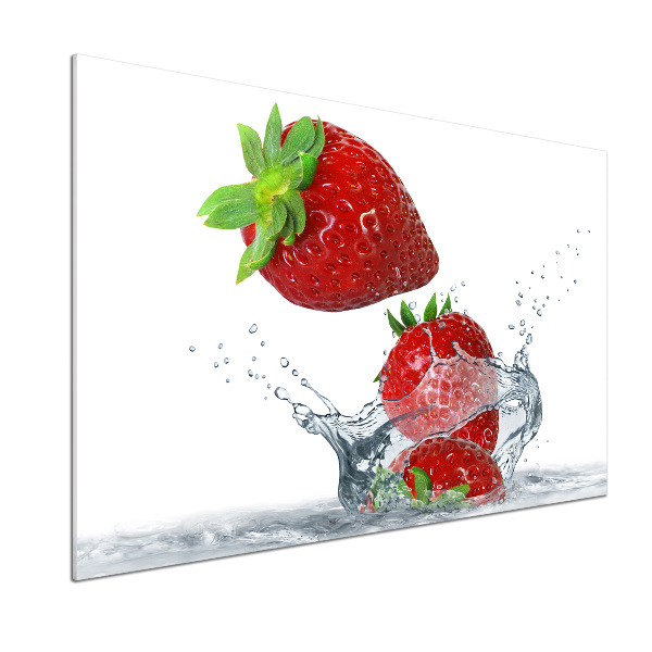 Crédence en verre cuisine Fraises et eau