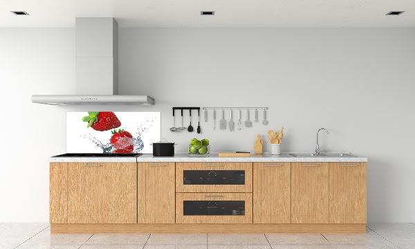 Crédence en verre cuisine Fraises et eau