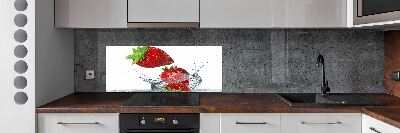 Crédence en verre cuisine Fraises et eau