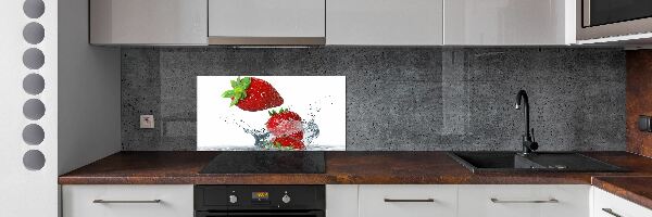 Crédence en verre cuisine Fraises et eau