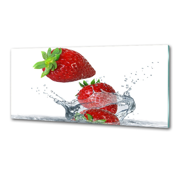 Crédence en verre cuisine Fraises et eau