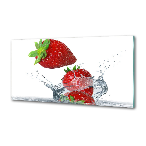 Crédence en verre cuisine Fraises et eau