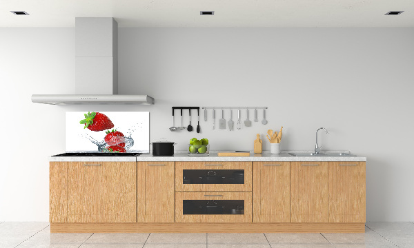 Crédence en verre cuisine Fraises et eau