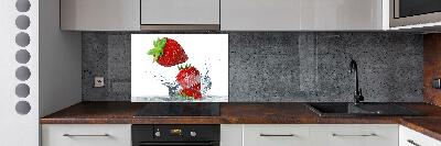 Crédence en verre cuisine Fraises et eau