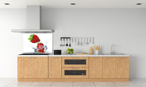Crédence en verre cuisine Fraises et eau