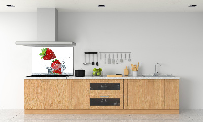 Crédence en verre cuisine Fraises et eau
