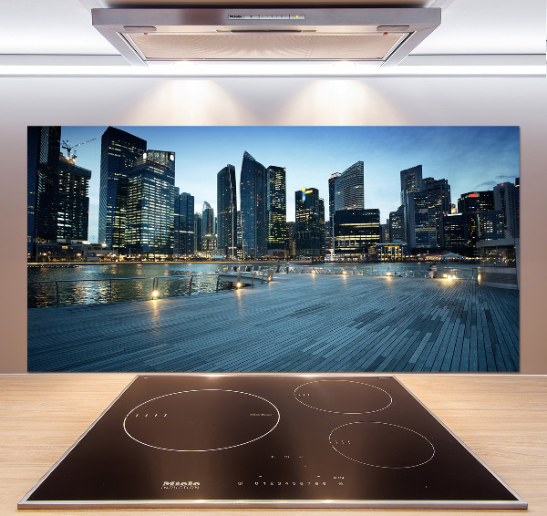 Crédence cuisine en verre trempé Singapour de nuit