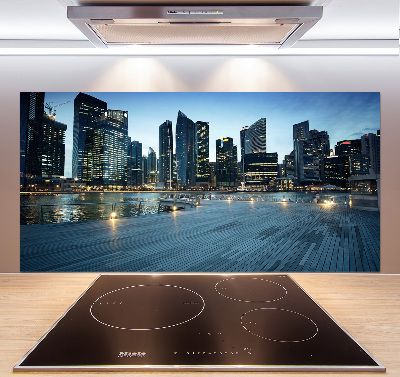 Crédence cuisine en verre trempé Singapour de nuit