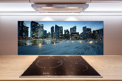 Crédence cuisine en verre trempé Singapour de nuit